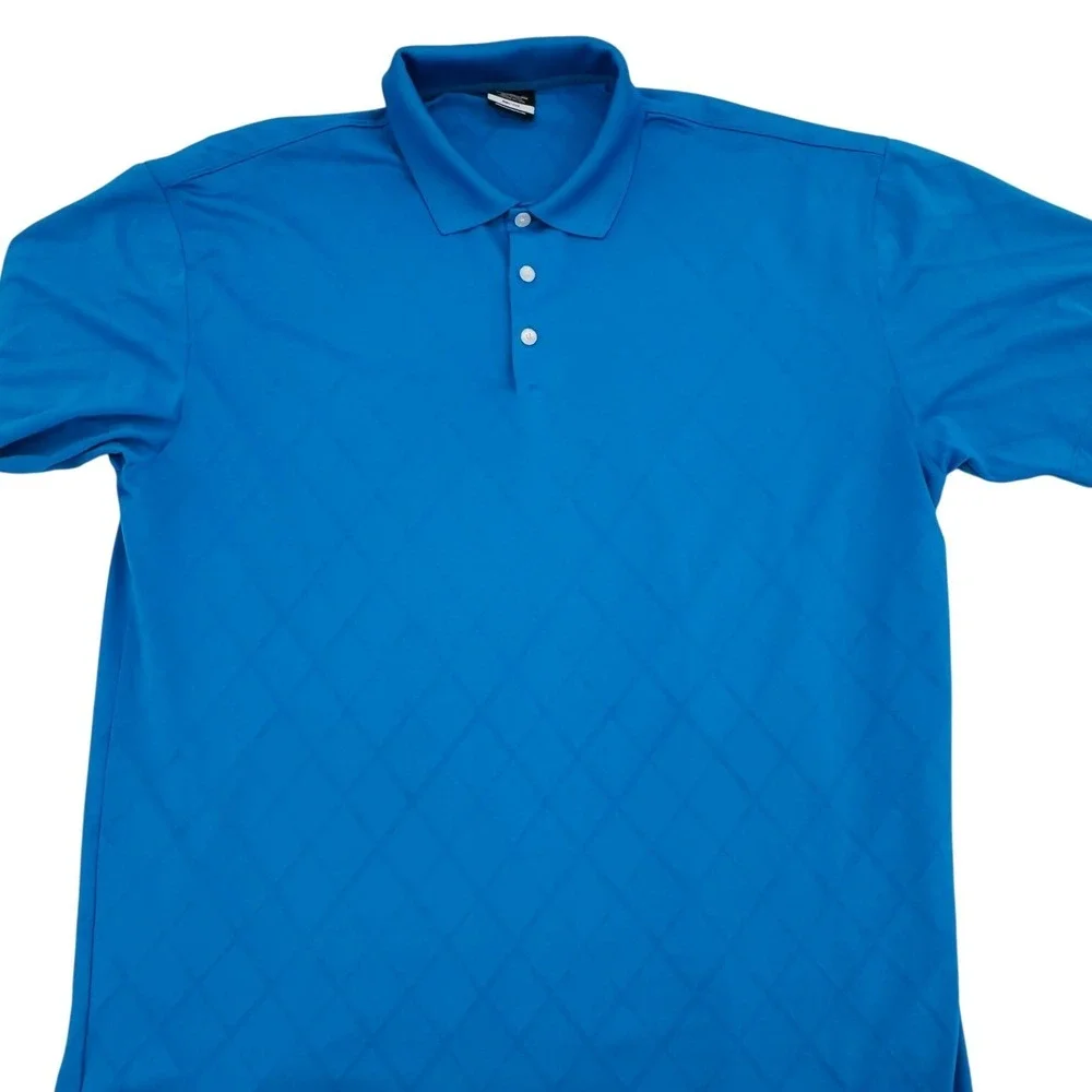 NIKE GOLF DRI-FIT Men's Size XXL Athletic Polo Shirt Royal Blue Diamond Jacquard